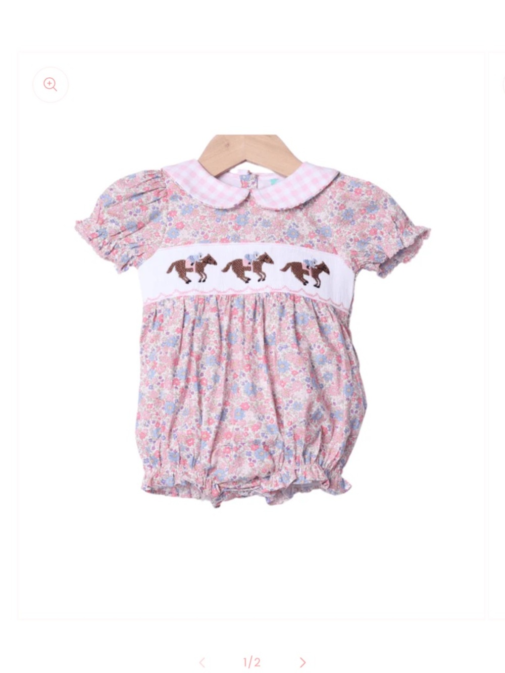 Smocked Run For The Roses Derby Floral Bubble  | Size 3M